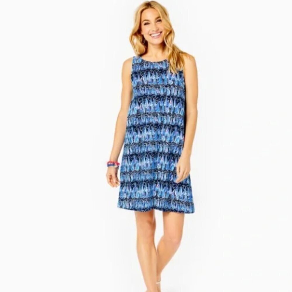 Lilly Pulitzer Kristen dress low tide navy sales and stripes size large NWT